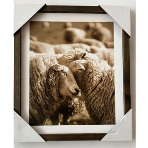 Farmhouse Wood Sheep Lamb Framed Print Wall Art Picture 14” x 12”